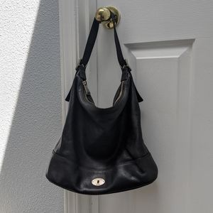 Fossil black leather tote bag